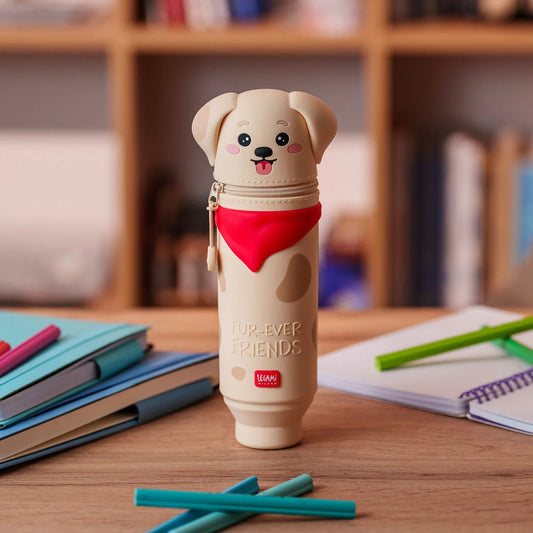 Legami Kawaii - Golden "Fur-ever Friends" 2-in-1 Silicone Pencil Case