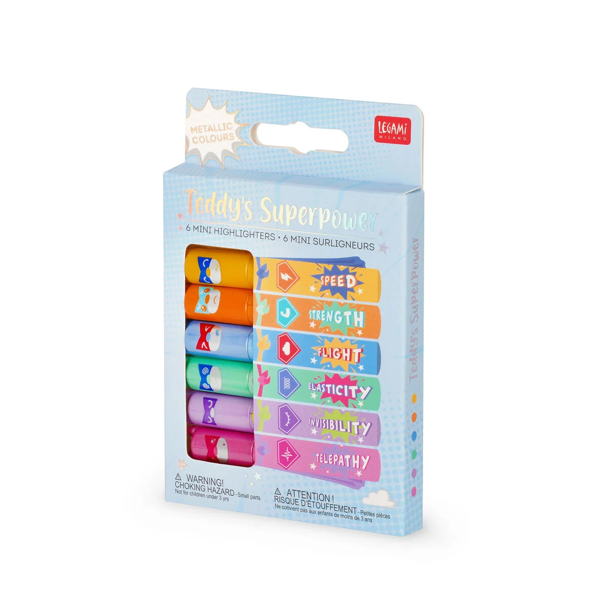 Legami Teddy's Superpower - 6 Mini Highlighters