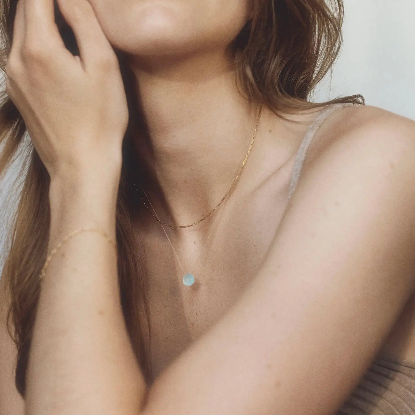 Wanderlustlife Jewellery - Sea Glass Chalcedony Fine Cord Necklace