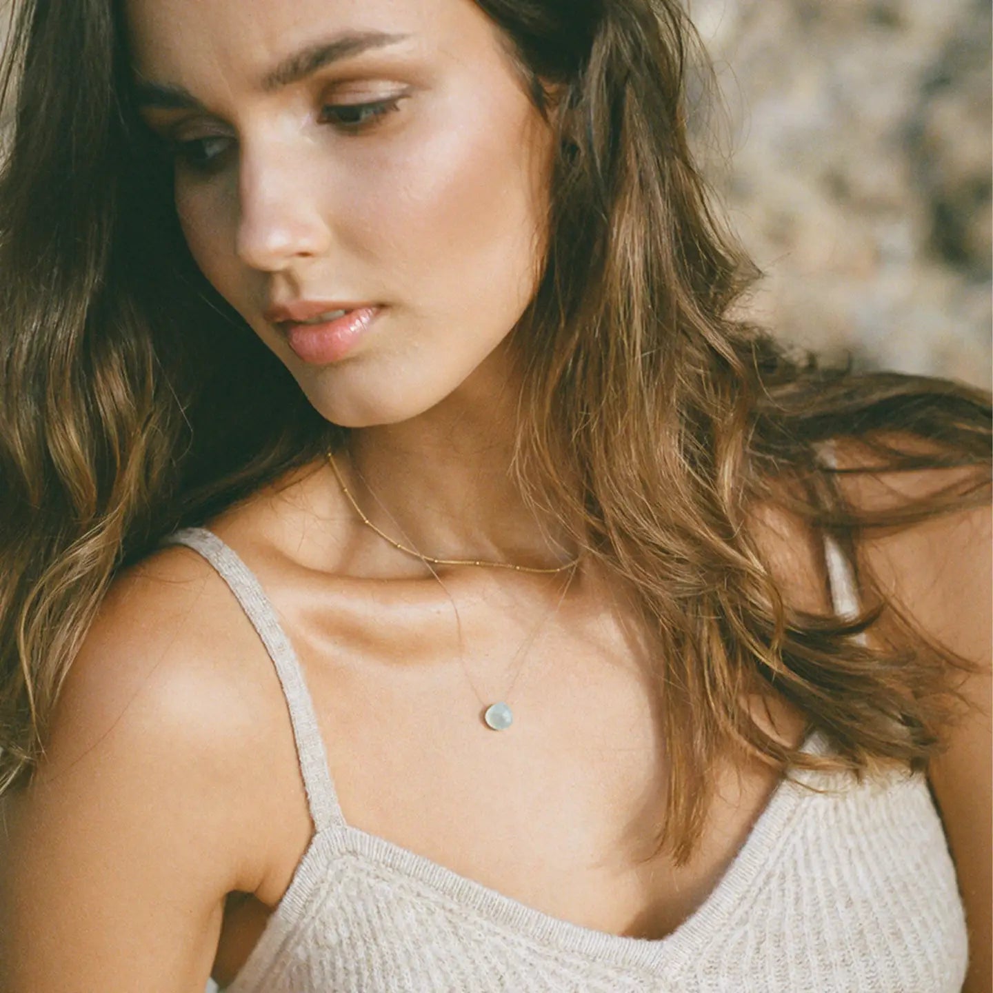 Wanderlustlife Jewellery - Sea Glass Chalcedony Fine Cord Necklace