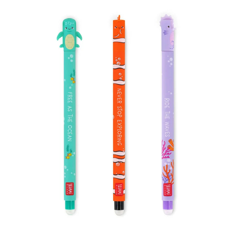 Legami Set of 3 Erasable Gel Pens - Under the Sea