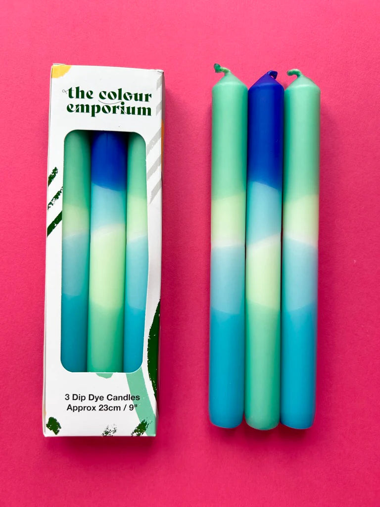The Colour Emporium OCEAN BLUES Dip Die Dinner Candle Trio