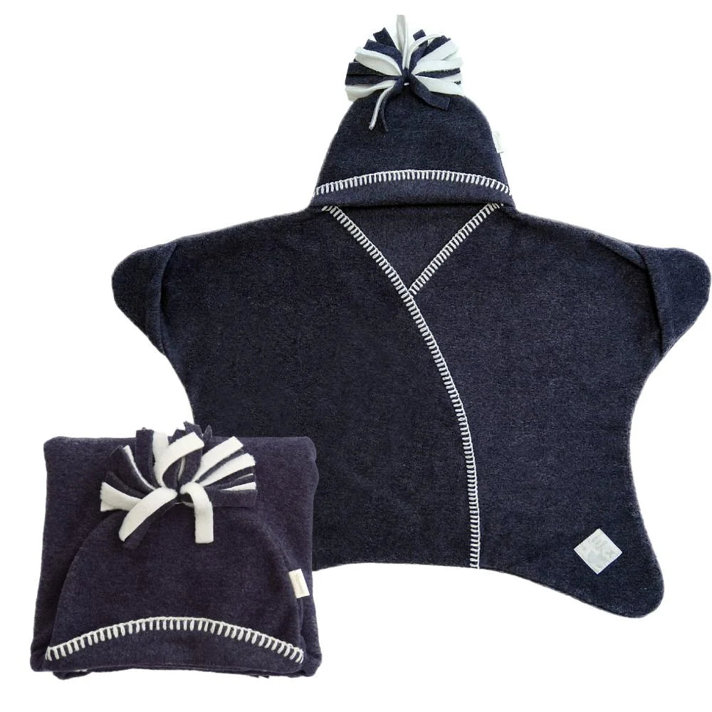 Tuppence and Crumble Star Baby Wrap Small Slate