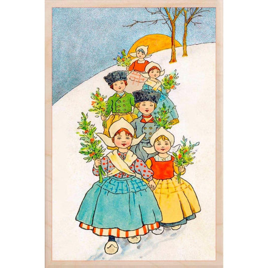 The Wooden Postcard Company Postcard Christmas Kinderen Wooden Postcard (7077461164192)