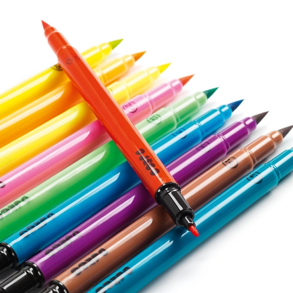 Djeco Felt tips Djeco DJ08799 10 Felt Tip Brush Pens - Pop Colours (1672784937031)