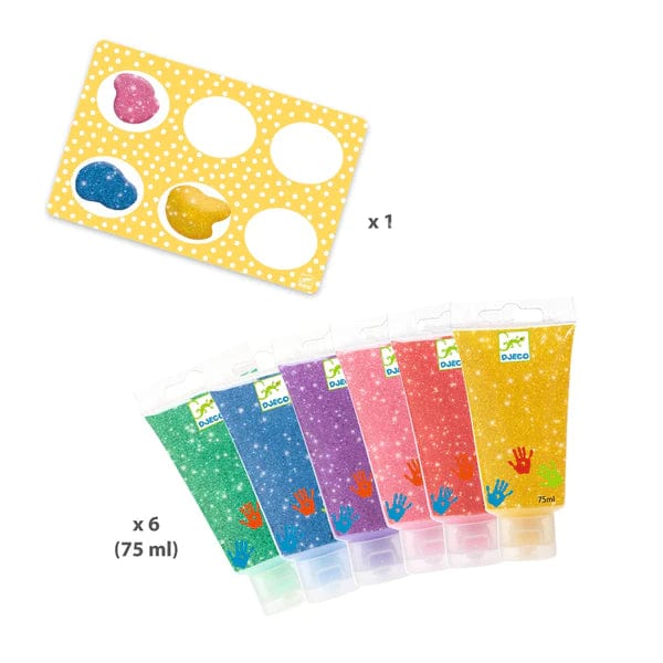 Djeco Finger Paint Djeco DJ09017 6 Tubes of Glitter Finger Paint (7879402258680)