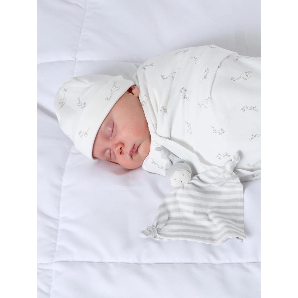 Under the Nile Teether, soother Egyptian Cotton Handkerchief Doll Grey Stripe Small (7927894704376)
