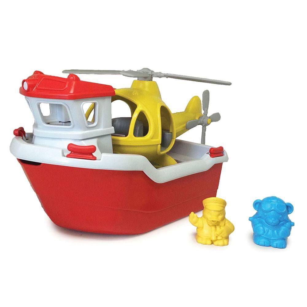 Rescue Boat with Helicopter Green Toys - Wigwam Toys Brighton (5356456804512)