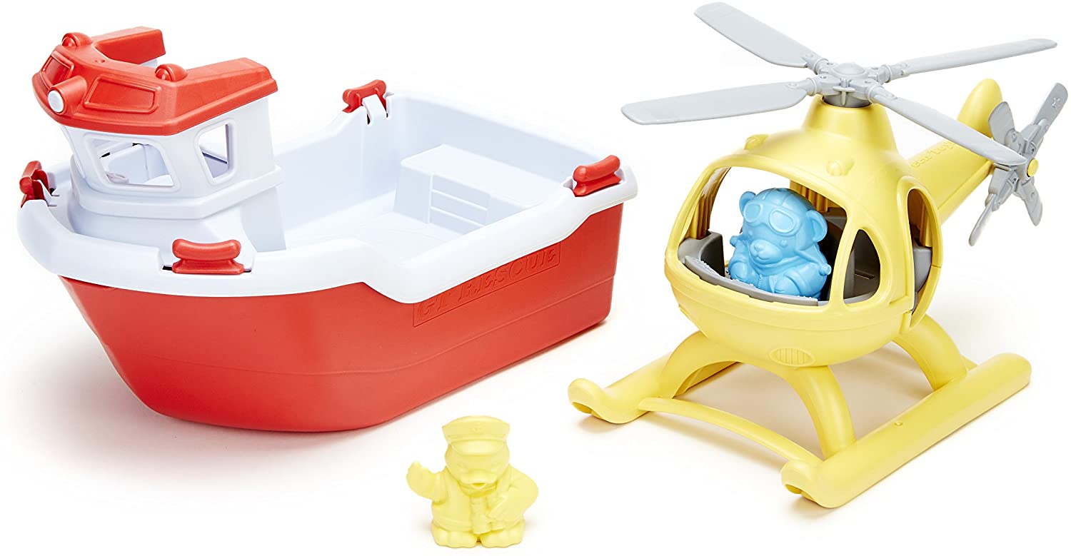 Green Toys Toy Vehicles Green Toys Rescue Boat with Helicopter (5356456804512)