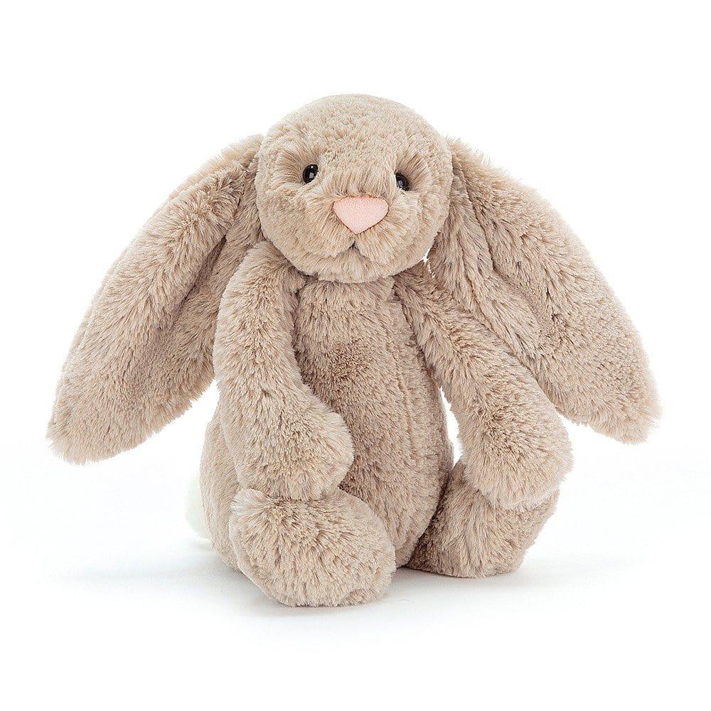 Jellycat Bashful Beige Bunny Medium is a velvety, tranquil bunny, featuring soft fur and long ears, making it an ideal companion for any moment.