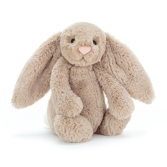 Jellycat Bashful Beige Bunny Medium is a velvety, tranquil bunny, featuring soft fur and long ears, making it an ideal companion for any moment.