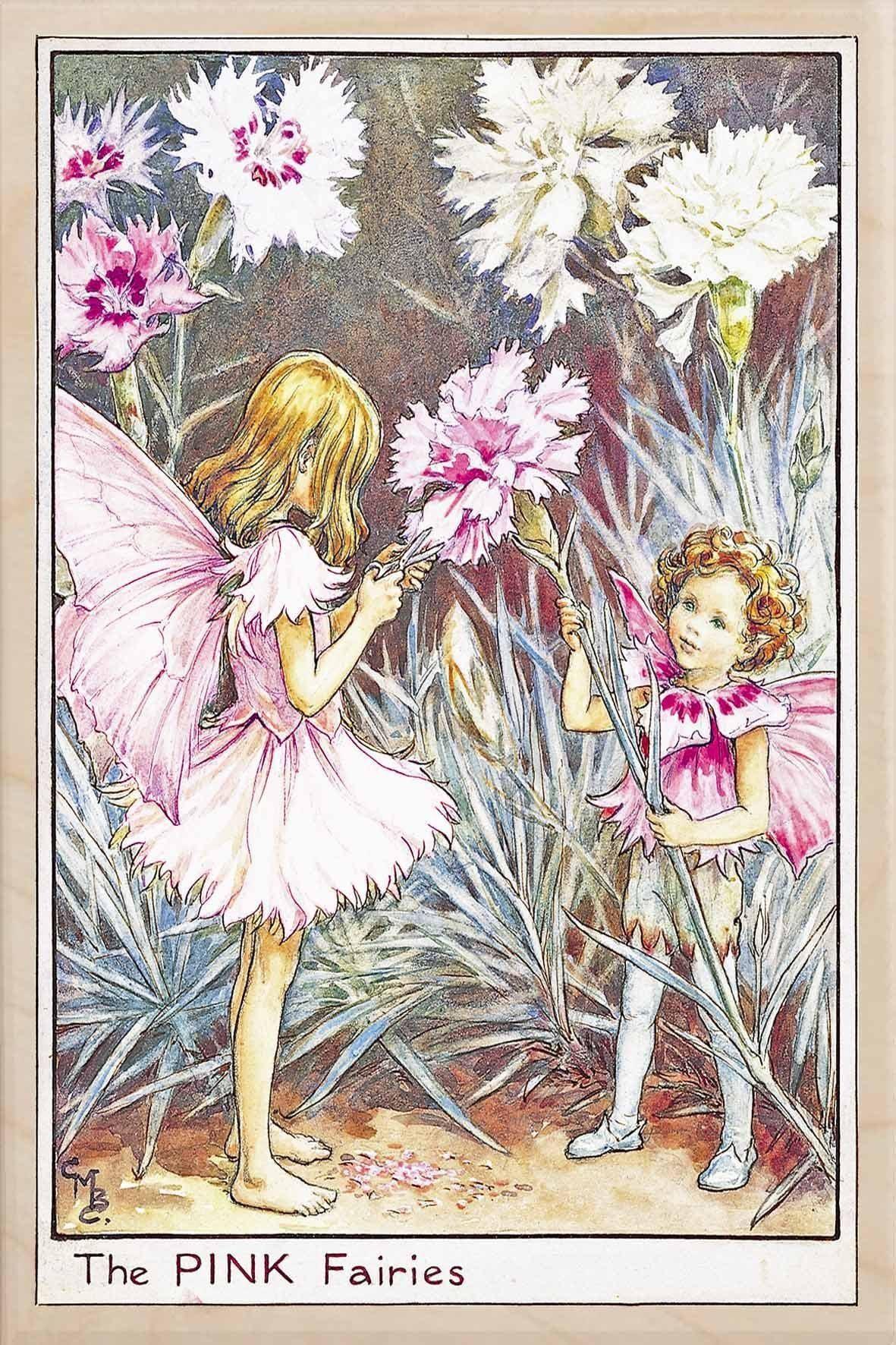 The Wooden Postcard Company Postcard Pink Fairies Wooden Postcard (7069888905376)