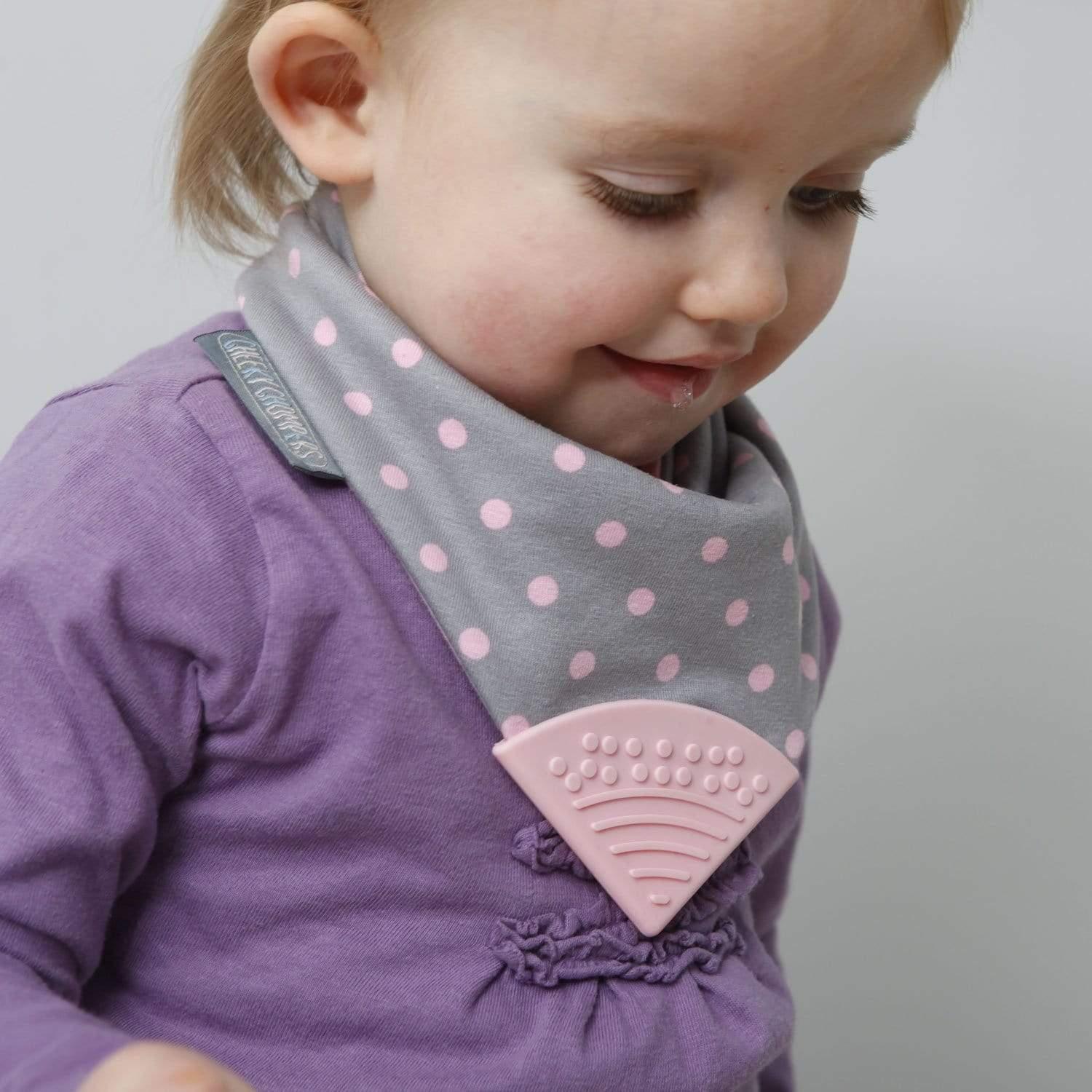 Cheeky Chompers Teething Toy Polka Dot Pink Neckerchew (7563641225464)